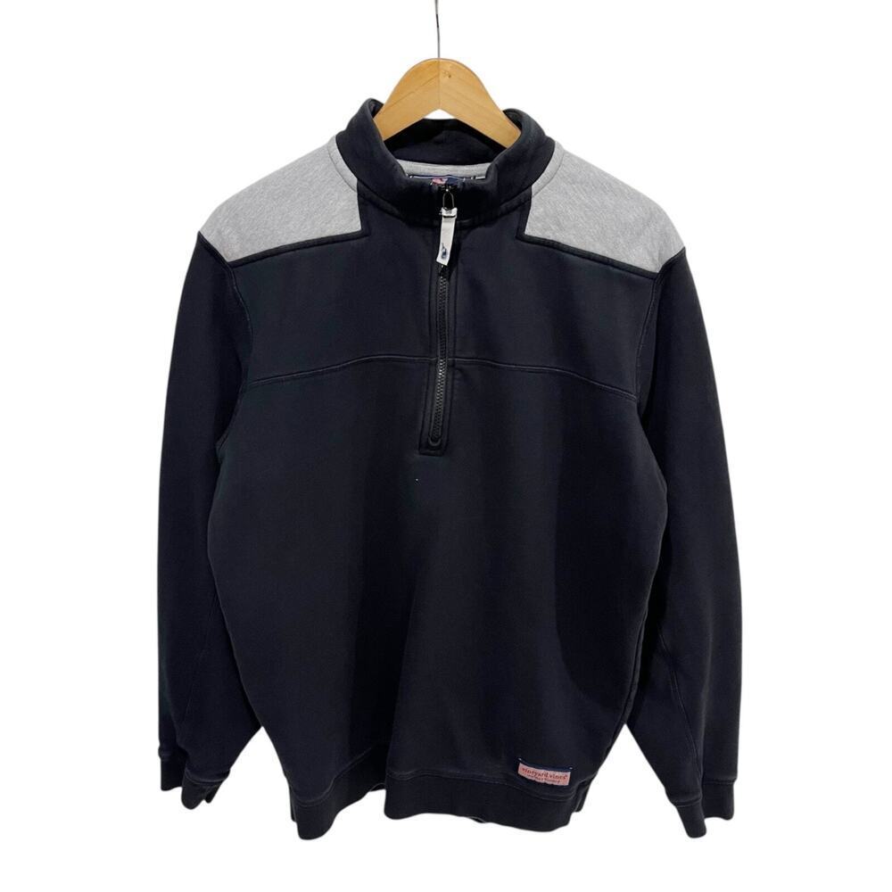 Vineyard Vines Classic Shep Shirt Pullover Sweatshirt Medium Black Quarter Zip